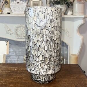 Tozai Home Murano Style Hand Blown Glass Vase 12.5” Gray Speckled Heavy Decor
